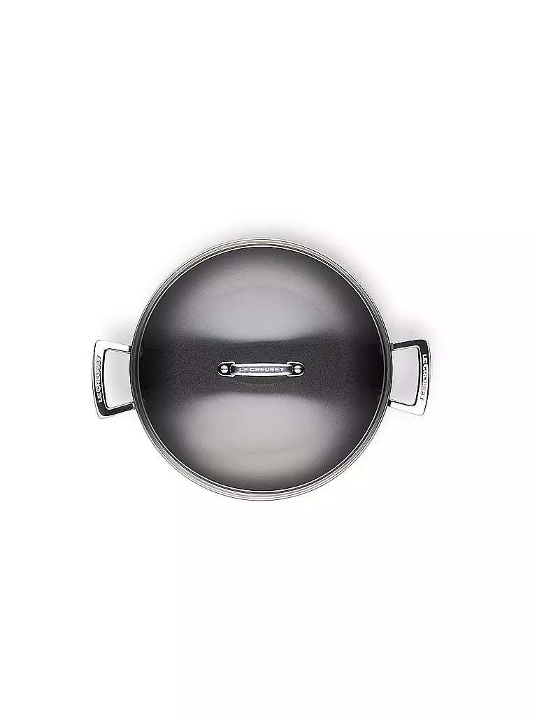 LE CREUSET | Padella professionale antiaderente in alluminio con coperchio in vetro 30 cm Nero | 
