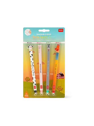 LEGAMI | Set di 4 penne gel cancellabili - Farm Sweet Farm