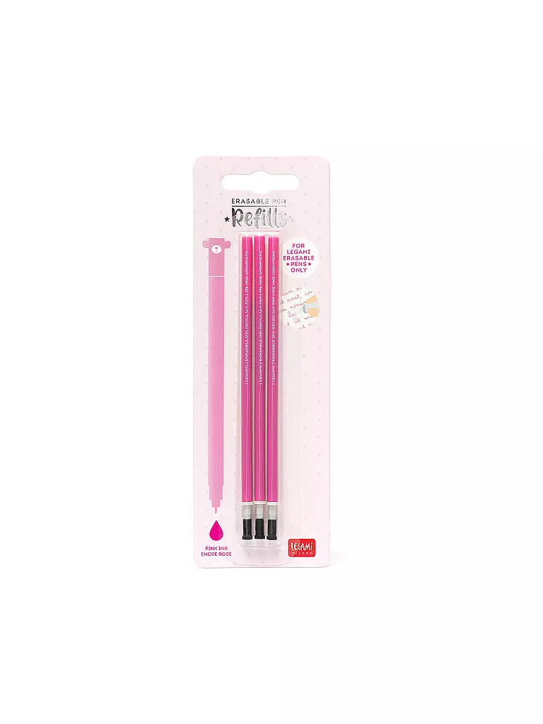 LEGAMI | Ricarica per penna gel cancellabile, confezione da 3, rosa | Senza colore