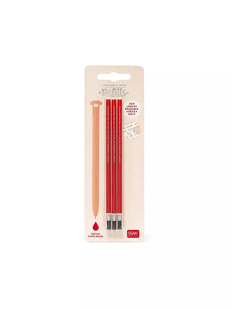 LEGAMI | Ricarica per penna gel cancellabile, confezione da 3, rosso | Senza colore