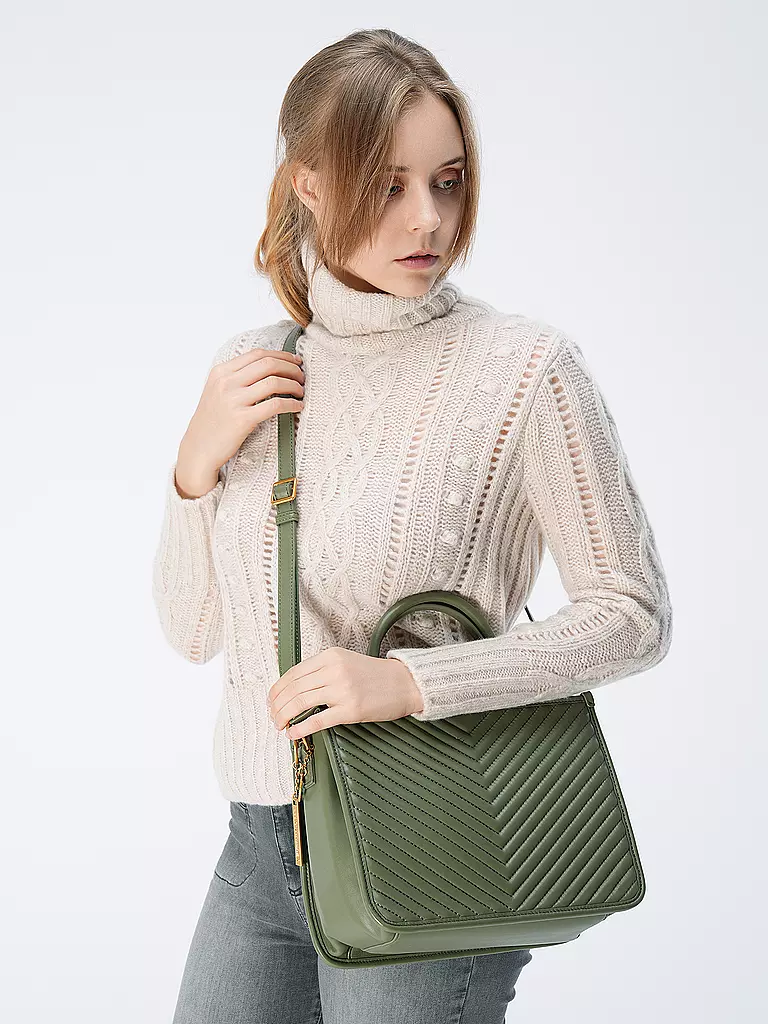 LES VISIONNAIRES | Ledertasche - Tot Bag LENA QUILTING | Verde scuro