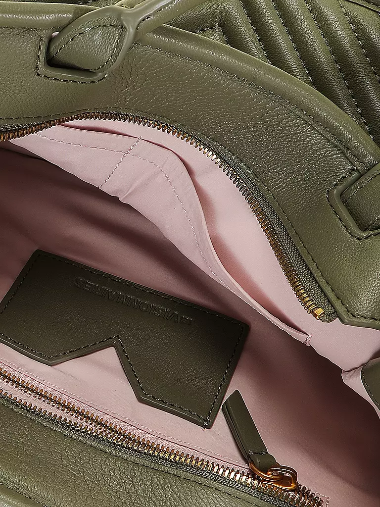 LES VISIONNAIRES | Ledertasche - Tot Bag LENA QUILTING | Verde scuro