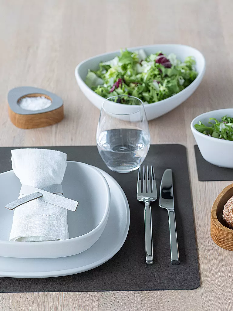 LIND DNA | Leder Platzset eckig NUPO 35x45cm Caviar | Marrone