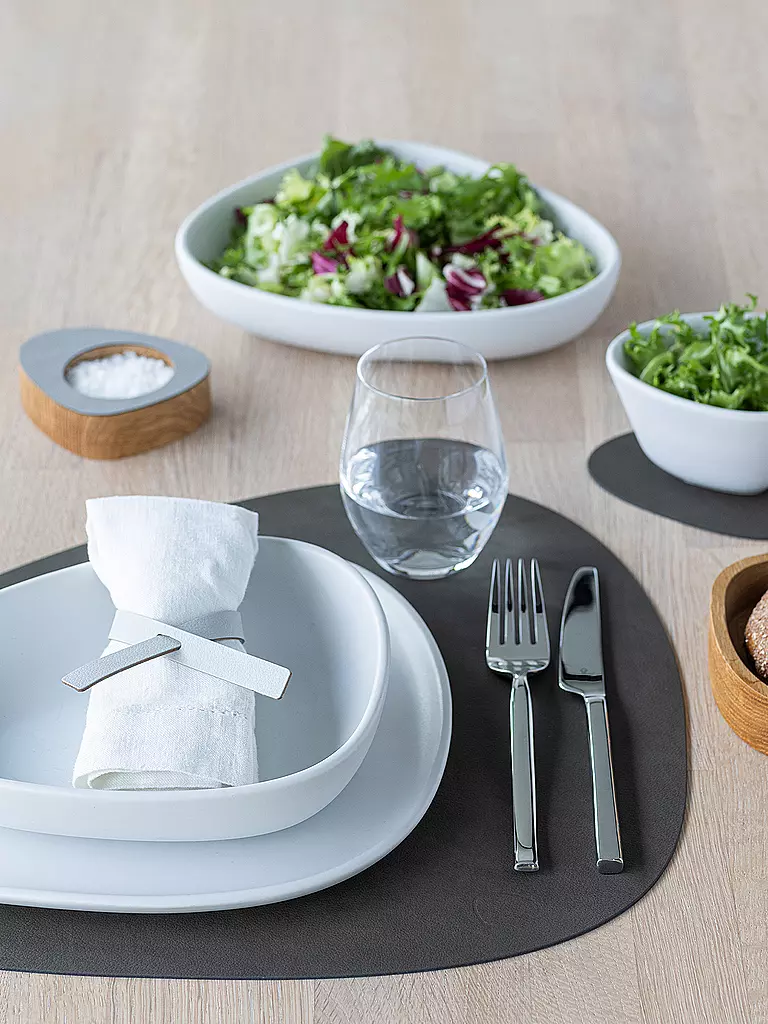 LIND DNA | Tovaglietta in pelle ovale NUPO 37x44cm Caviar |