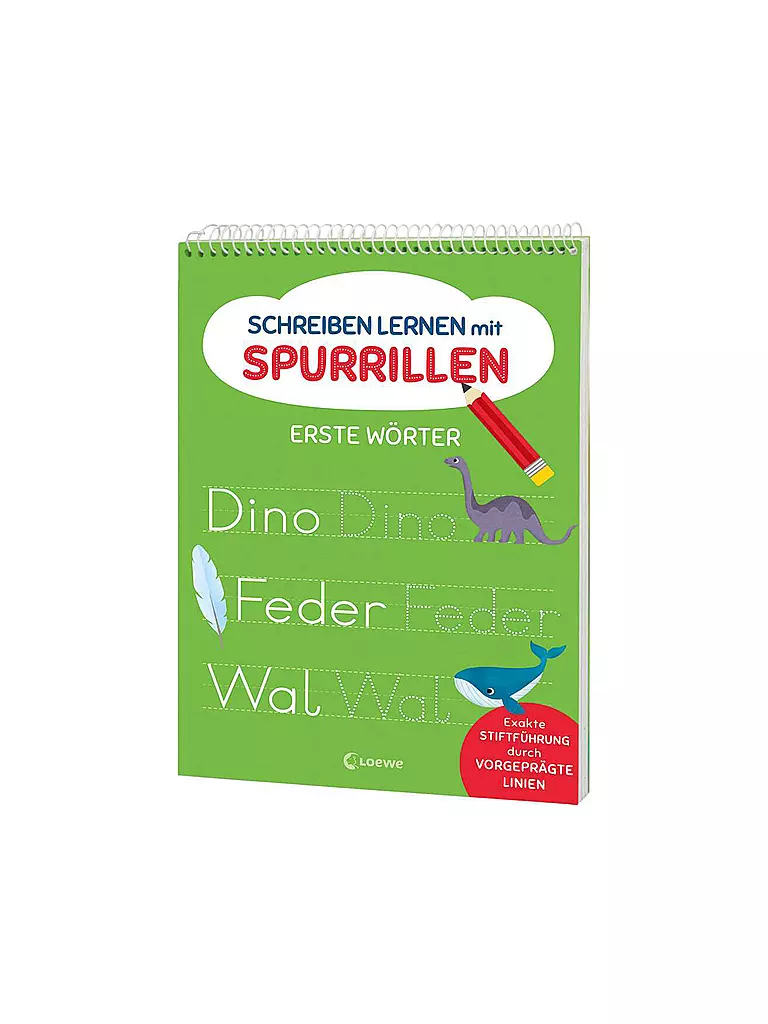 LOEWE VERLAG | Blocco per scrivere - Imparare a scrivere con scanalature - Prime parole | Senza colore