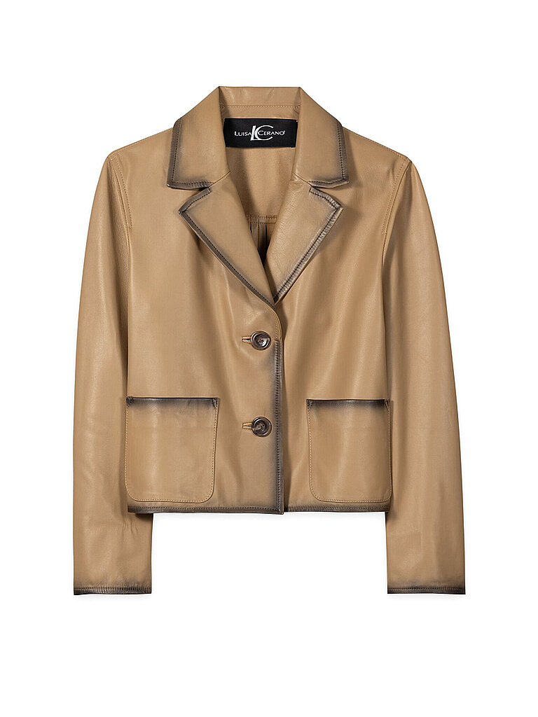 Giacca in pelle beige 38