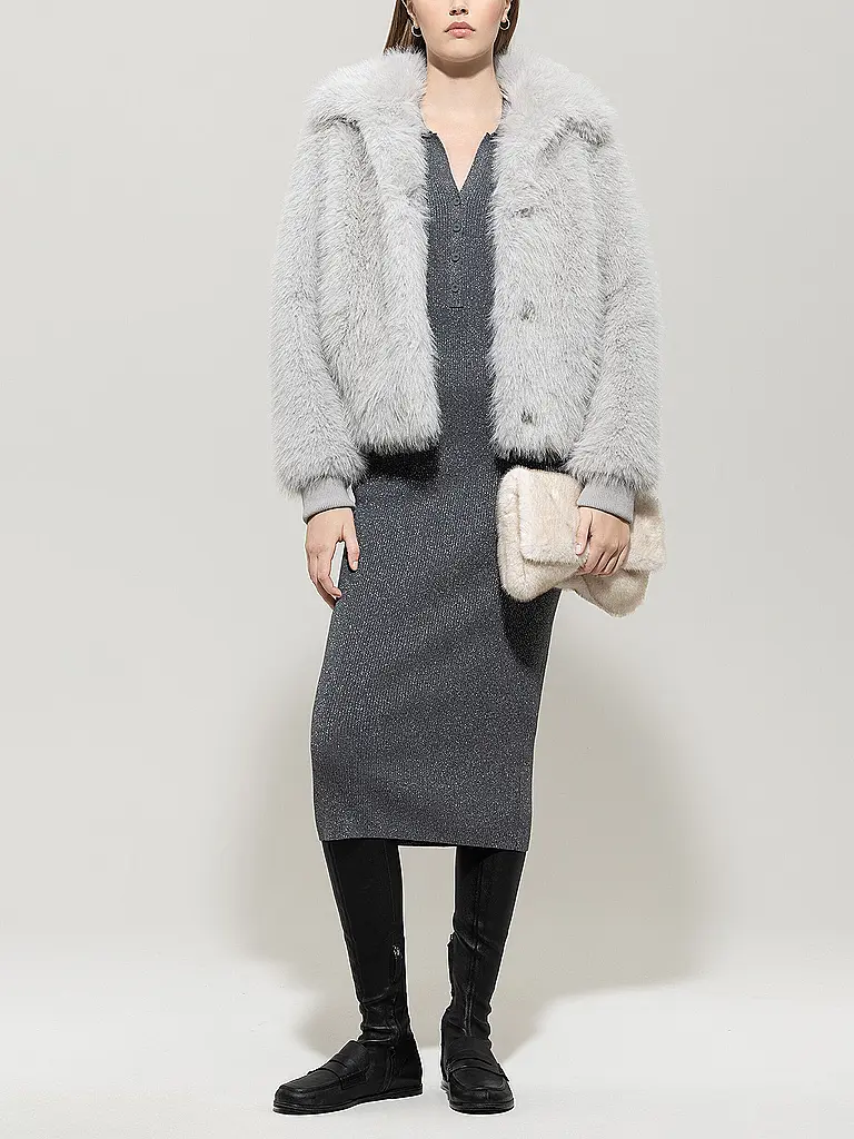 LUISA CERANO | Giacca effetto pelliccia | Grigio chiaro