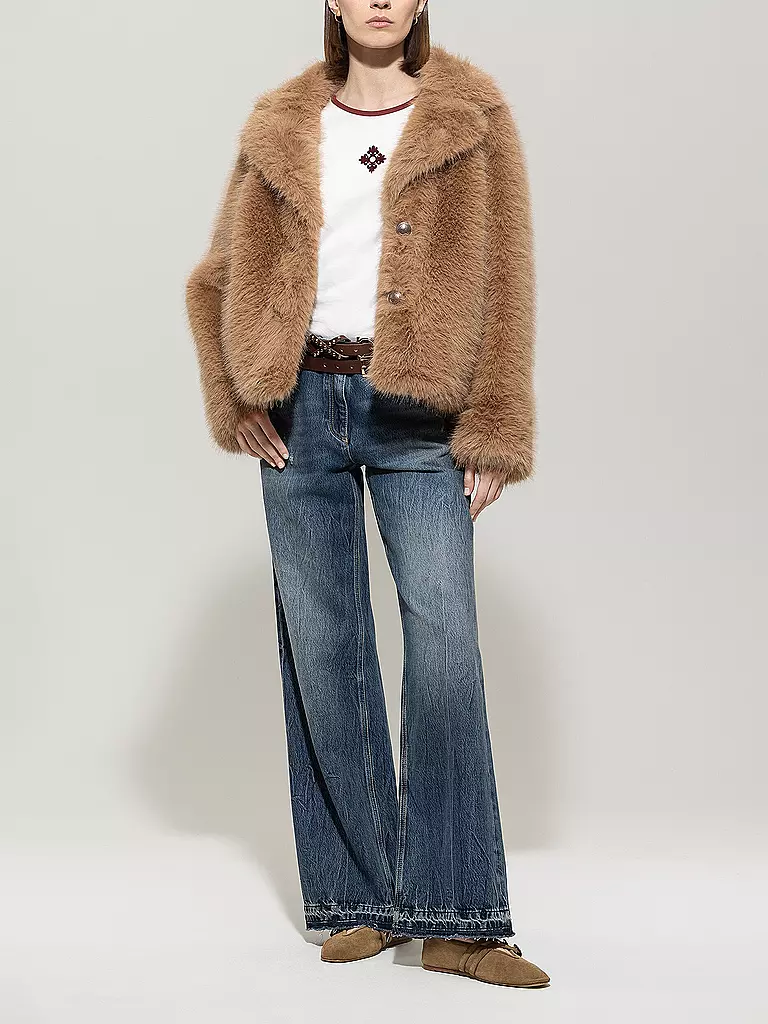 LUISA CERANO | Giacca in pelliccia sintetica | Marrone chiaro