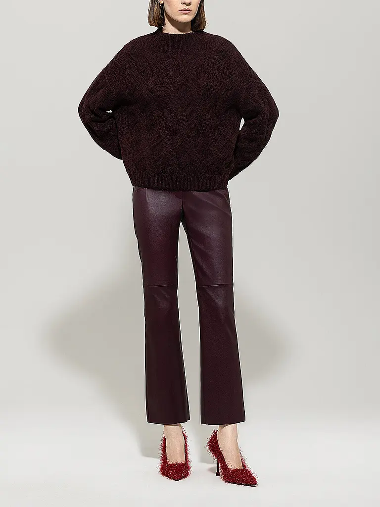 LUISA CERANO | Pantaloni in pelle | Rosso scuro