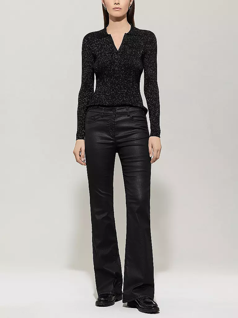 LUISA CERANO | Pantaloni in similpelle Flared Fit | Nero