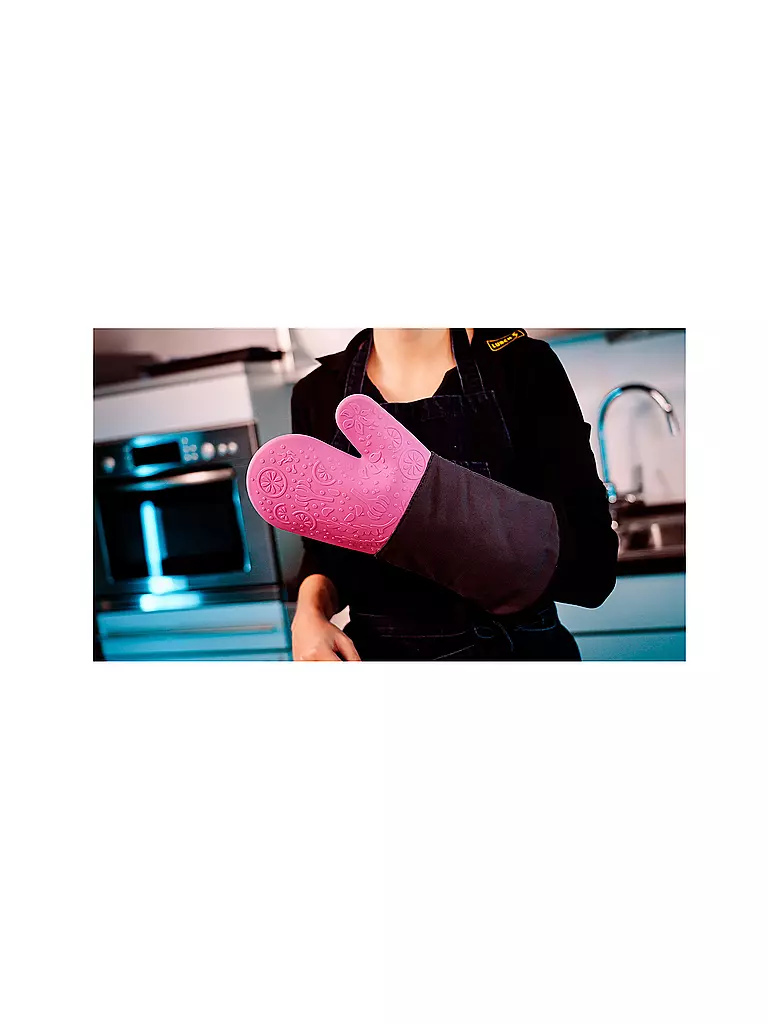 LURCH | Guanto da forno in silicone rosa/nero | Rosa