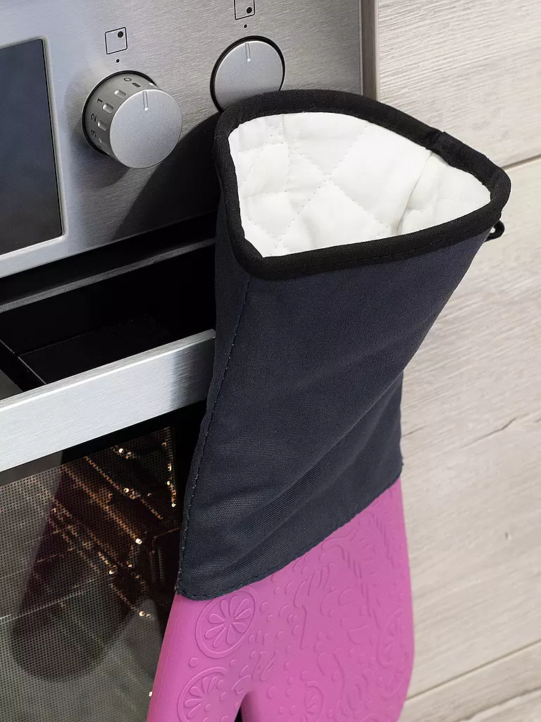 LURCH | Guanto da forno in silicone rosa/nero |