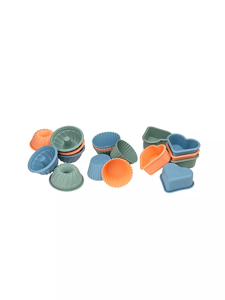 LURCH | Stampi da forno FLEXISTARTER MINI CAKES 3x6 pezzi Muffin/Cuore/Gugelhupf | Multicolore