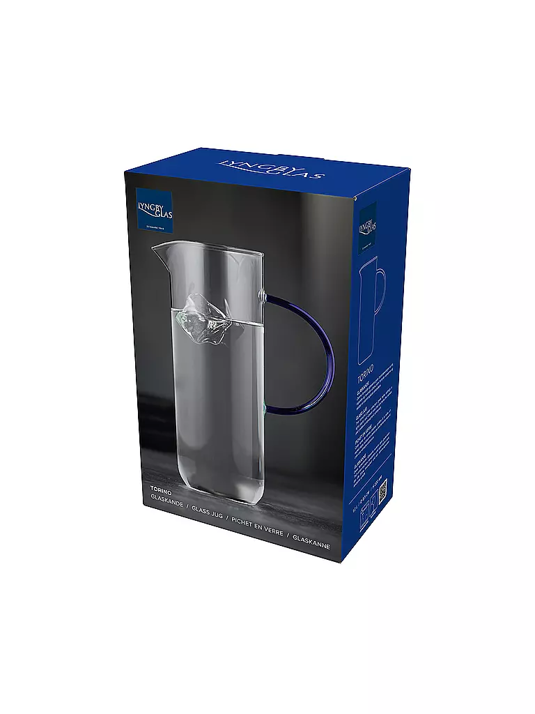 LYNGBY GLAS | Brocca in vetro TORINO 1,1 l Trasparente/ Blu | 