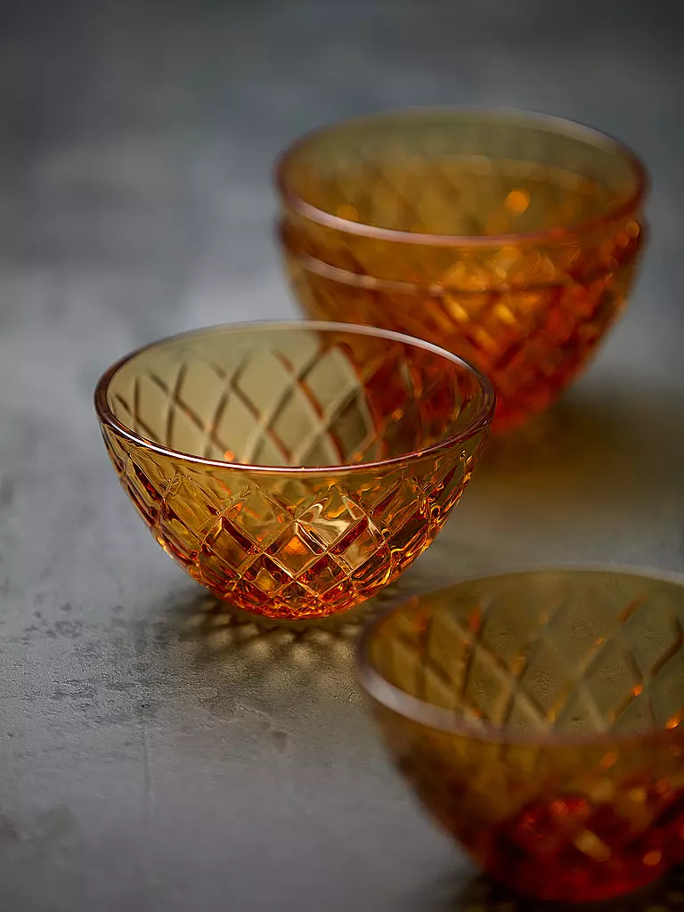 LYNGBY GLAS | Schale 4tlg. 12cm SORRENTO Amber | Giallo