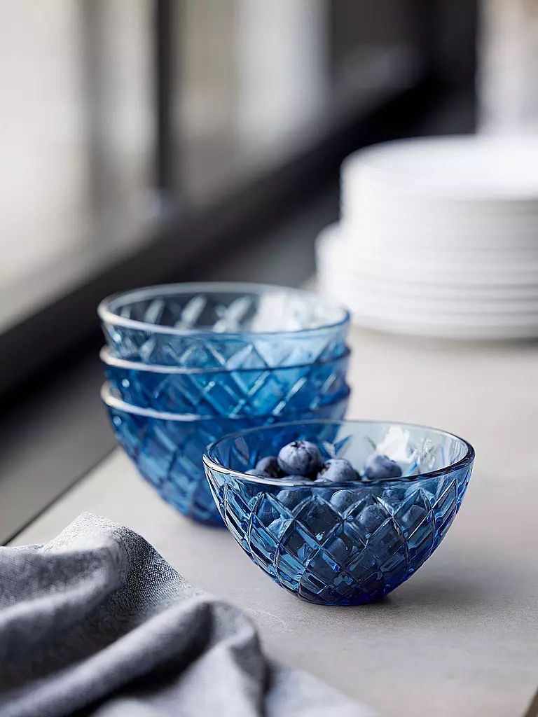 LYNGBY GLAS | Schale 4tlg. 12cm SORRENTO Blau | 