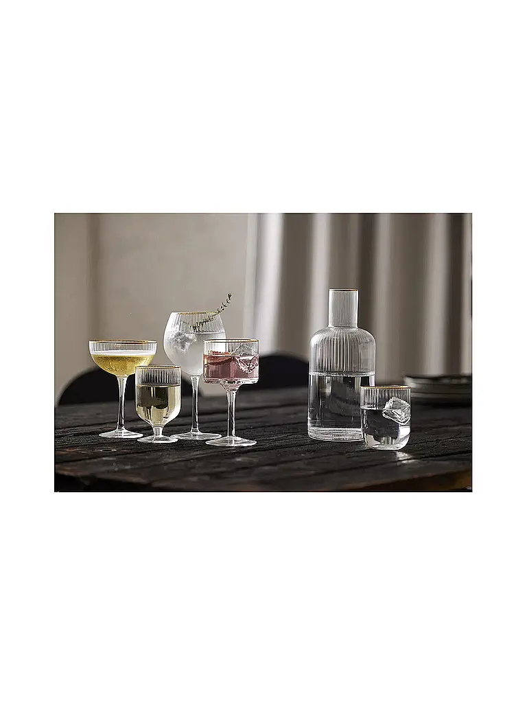 LYNGBY GLAS | Set di 4 bicchieri da Gin & Tonic con bordo dorato PALERMO 45cl | Trasparente