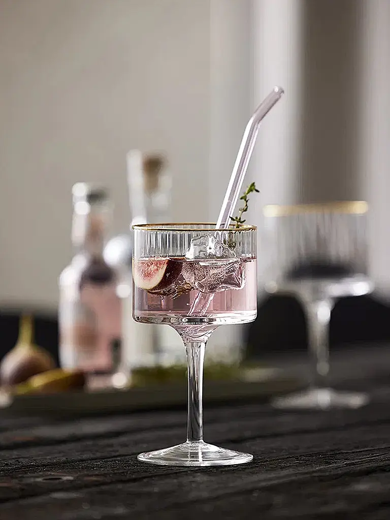 LYNGBY GLAS | Set di 4 bicchieri da Gin & Tonic con bordo dorato PALERMO 45cl | Trasparente