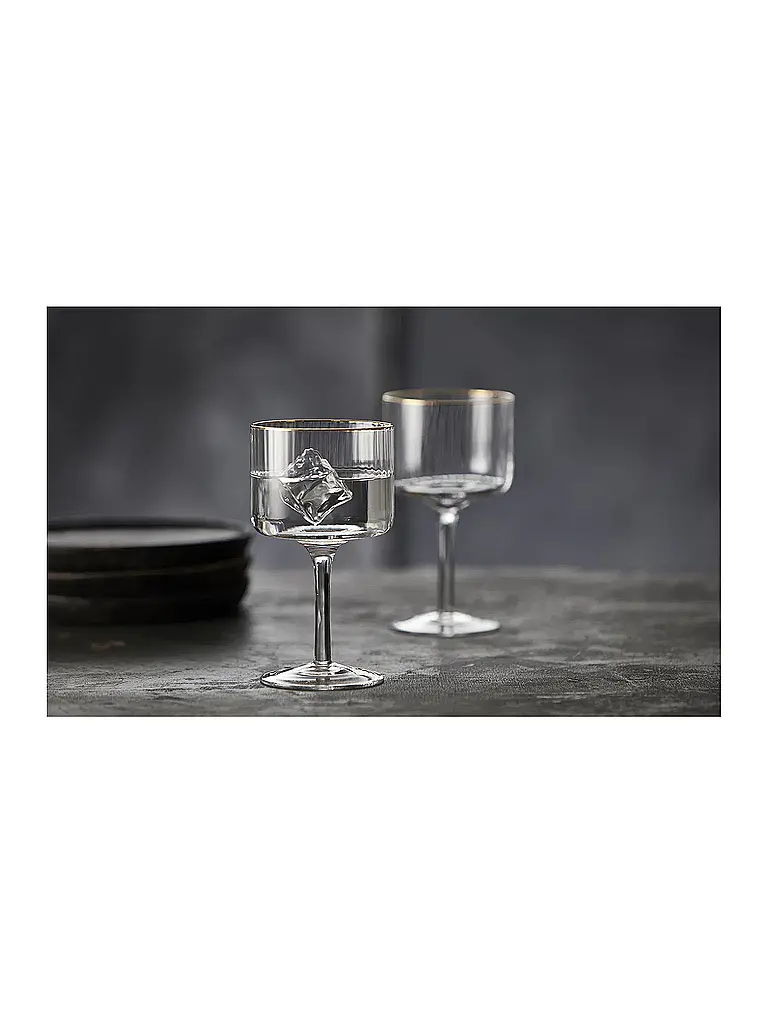 LYNGBY GLAS | Set di 4 bicchieri da Gin & Tonic con bordo dorato PALERMO 45cl | Trasparente