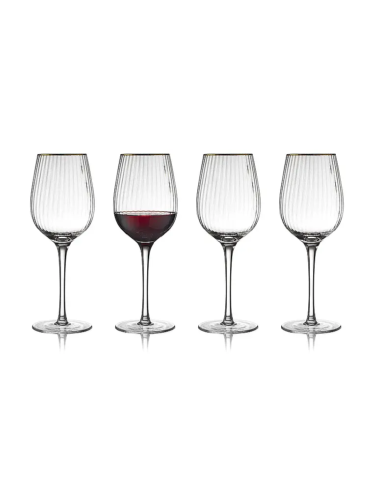 LYNGBY GLAS | Set di 4 bicchieri da vino rosso con bordo dorato PALERMO 40cl | Trasparente