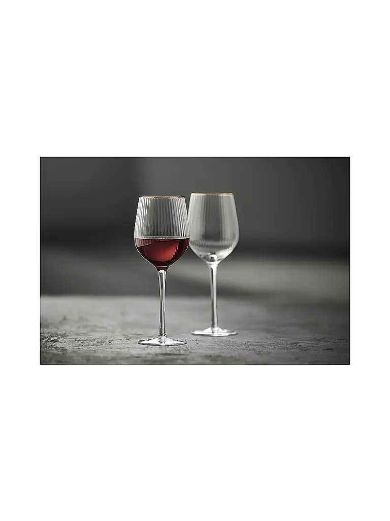 LYNGBY GLAS | Set di 4 bicchieri da vino rosso con bordo dorato PALERMO 40cl | Trasparente