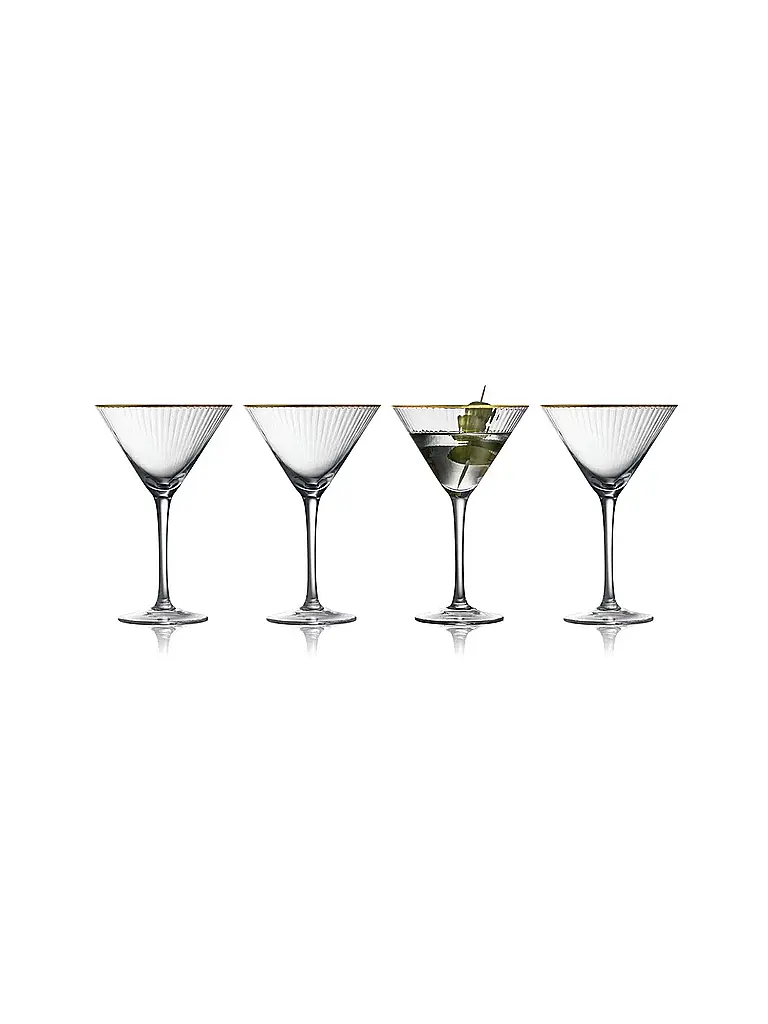 LYNGBY GLAS | Set di bicchieri da Martini 4 pz. con bordo dorato PALERMO 25cl | Trasparente