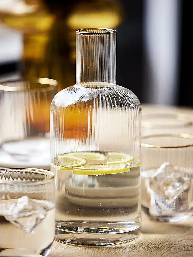 LYNGBY GLAS | Set di tumbler da 4 pezzi con bordo dorato PALERMO 35cl | Trasparente