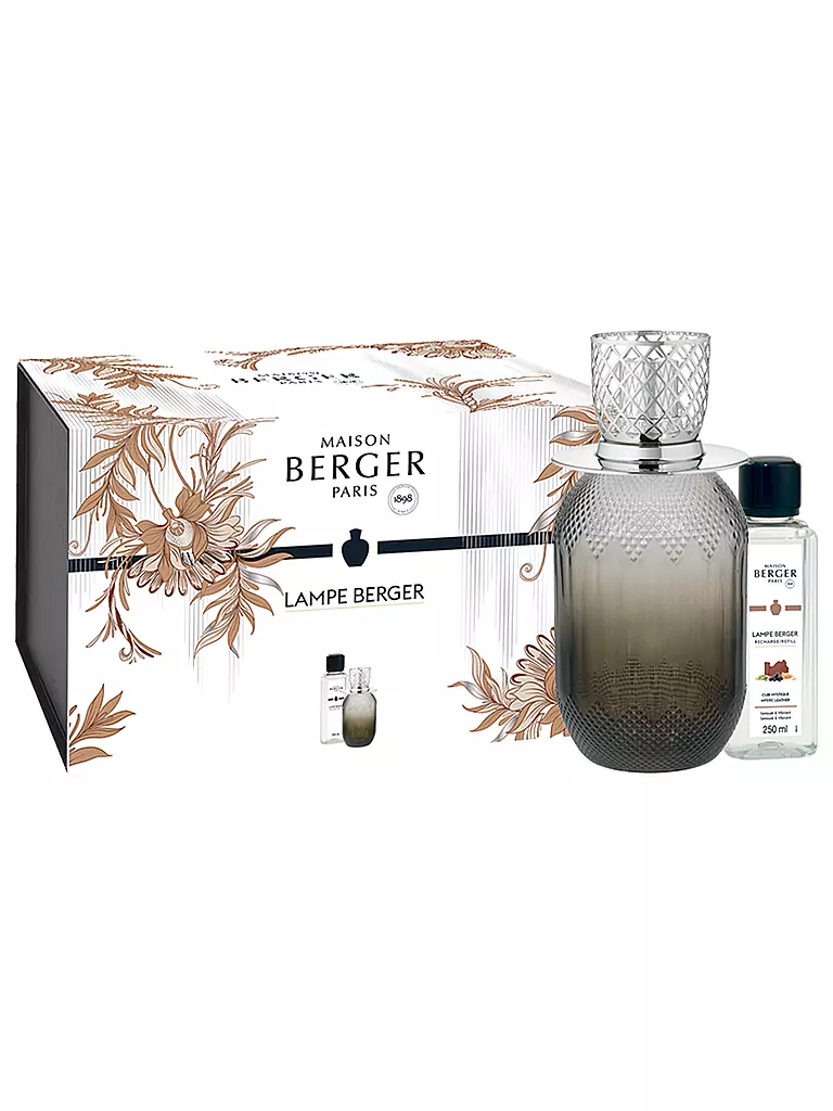 MAISON BERGER PARIS | Lampe Berger Set EVANESCENCE GRISE +250ml Mystic Leather | Grigio