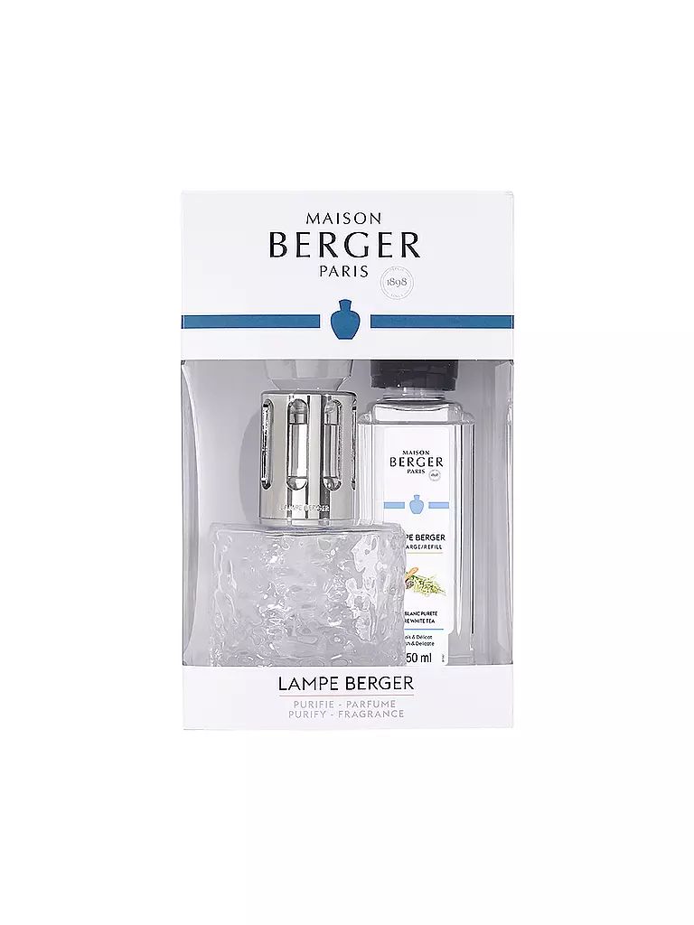 MAISON BERGER PARIS | Set Lampe Berger MIRAGE TRASPARENTE +250ml Pure White Tea | Trasparente