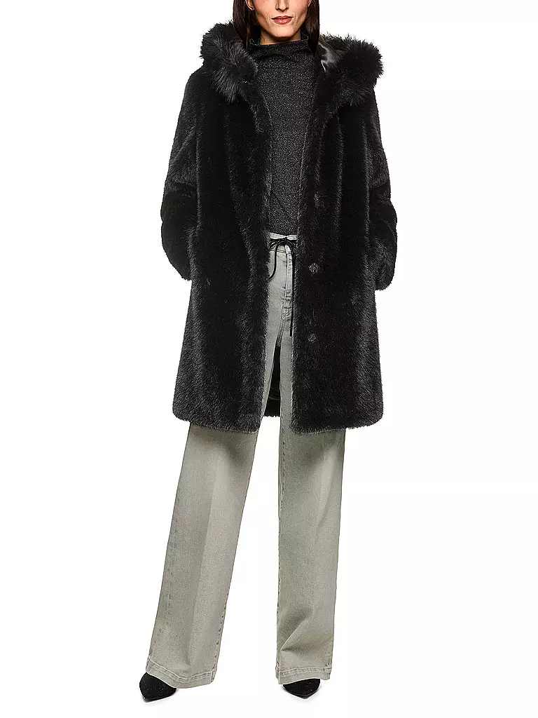 MARC CAIN  | Cappotto in pelliccia sintetica | Nero