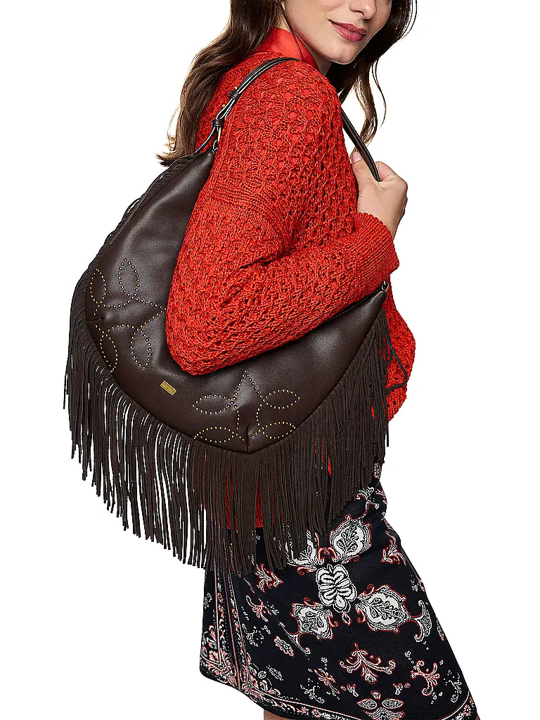 MARC CAIN | Borsa in pelle - Hobo Bag | Marrone