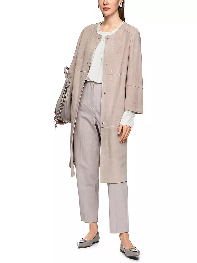 MARC CAIN | Cappotto in pelle | Grigio chiaro