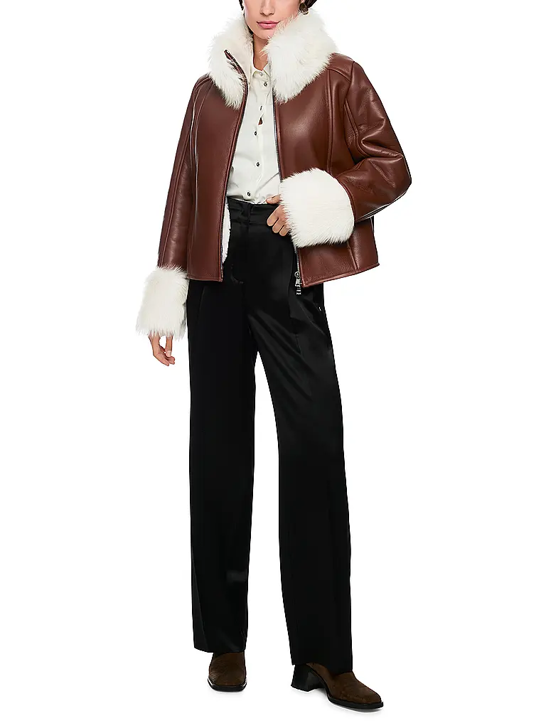MARC CAIN | Giacca in pelle | Marrone chiaro