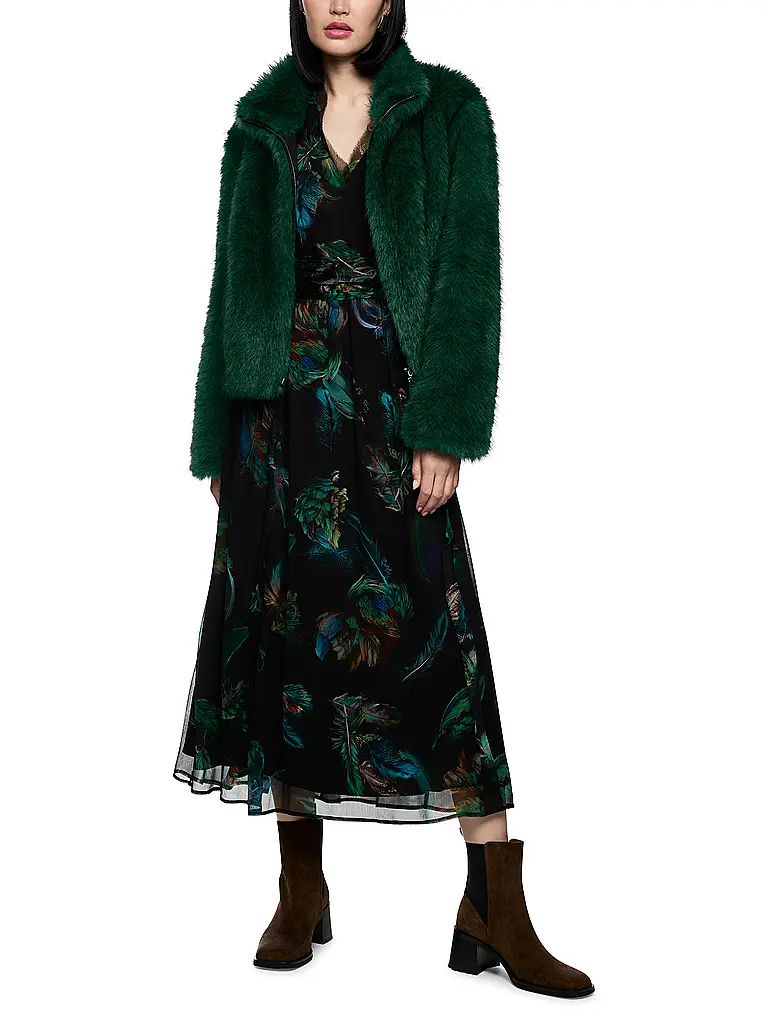 MARC CAIN | Giacca in pelliccia sintetica | Verde scuro