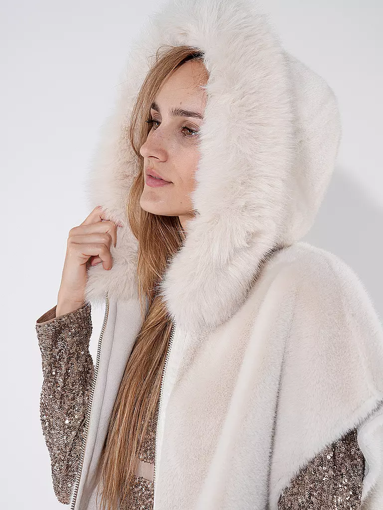 MARC CAIN | Jacke in Felloptik  | Crema