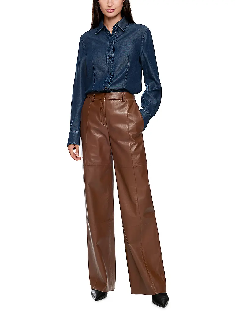 MARC CAIN | Pantaloni in pelle WARRI | Marrone