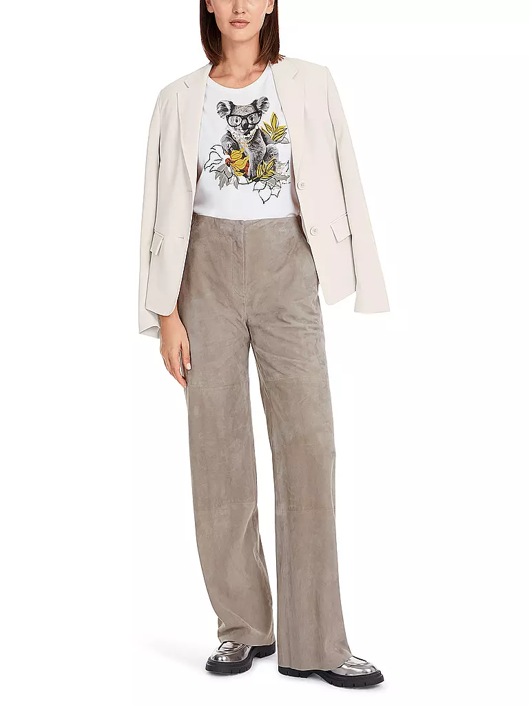 MARC CAIN | Pantaloni in pelle | Oliva