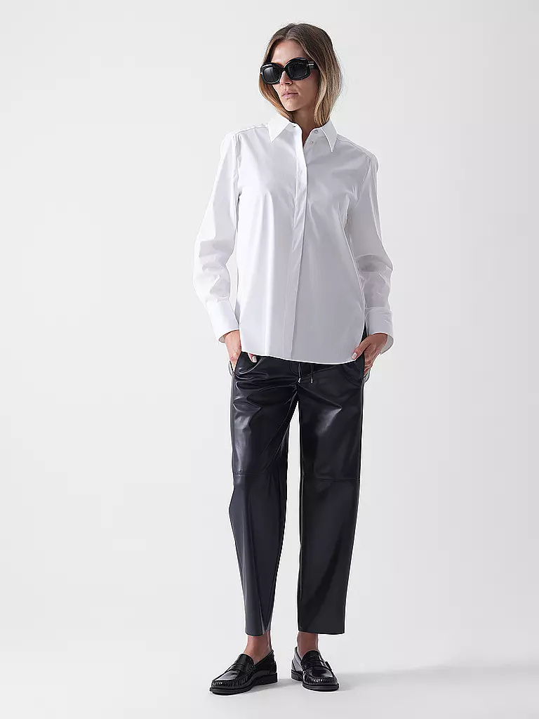 MARC CAIN | Pantaloni Jogging Fit in similpelle RANCHI | Blu scuro
