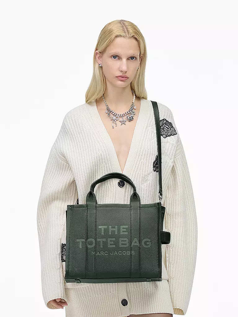 MARC JACOBS | Ledertasche - Tote Bag THE MEDIUM TOTE LEATHER | Verde scuro