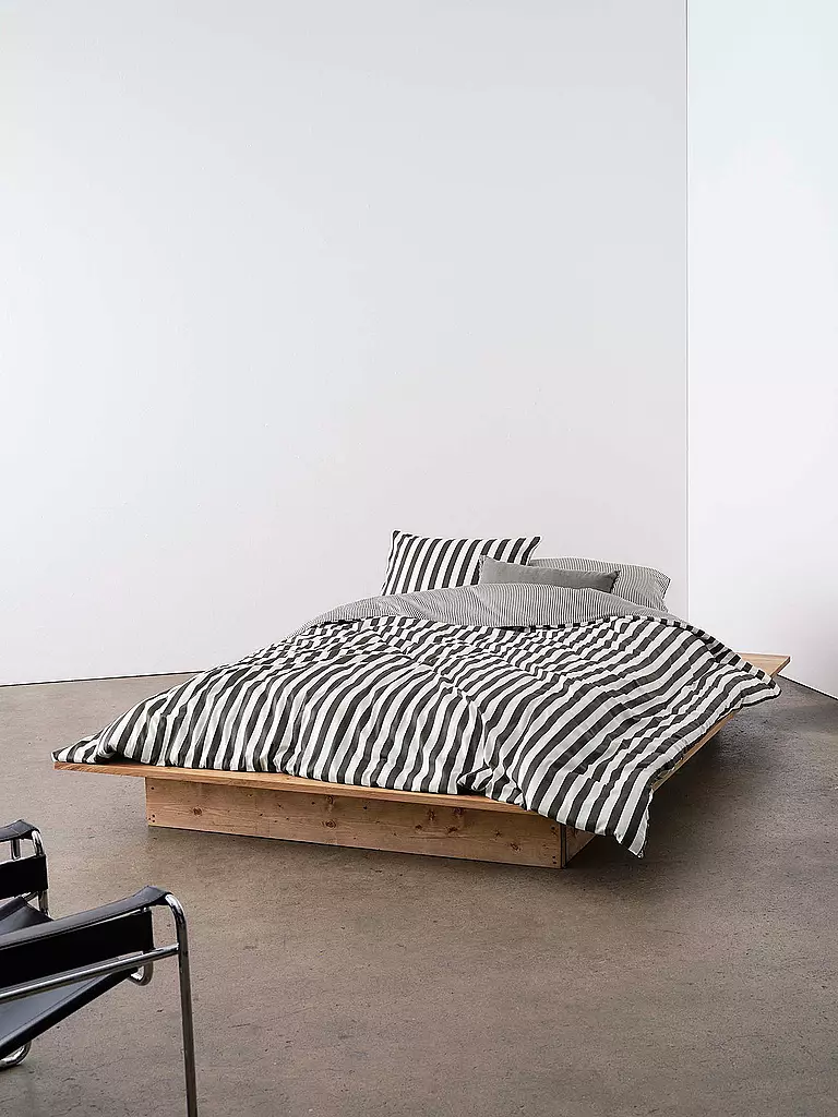 MARC O'POLO HOME | Biancheria da letto in raso CLASSIC STRIPE 70x90cm/140x200cm Antracite | Grigio