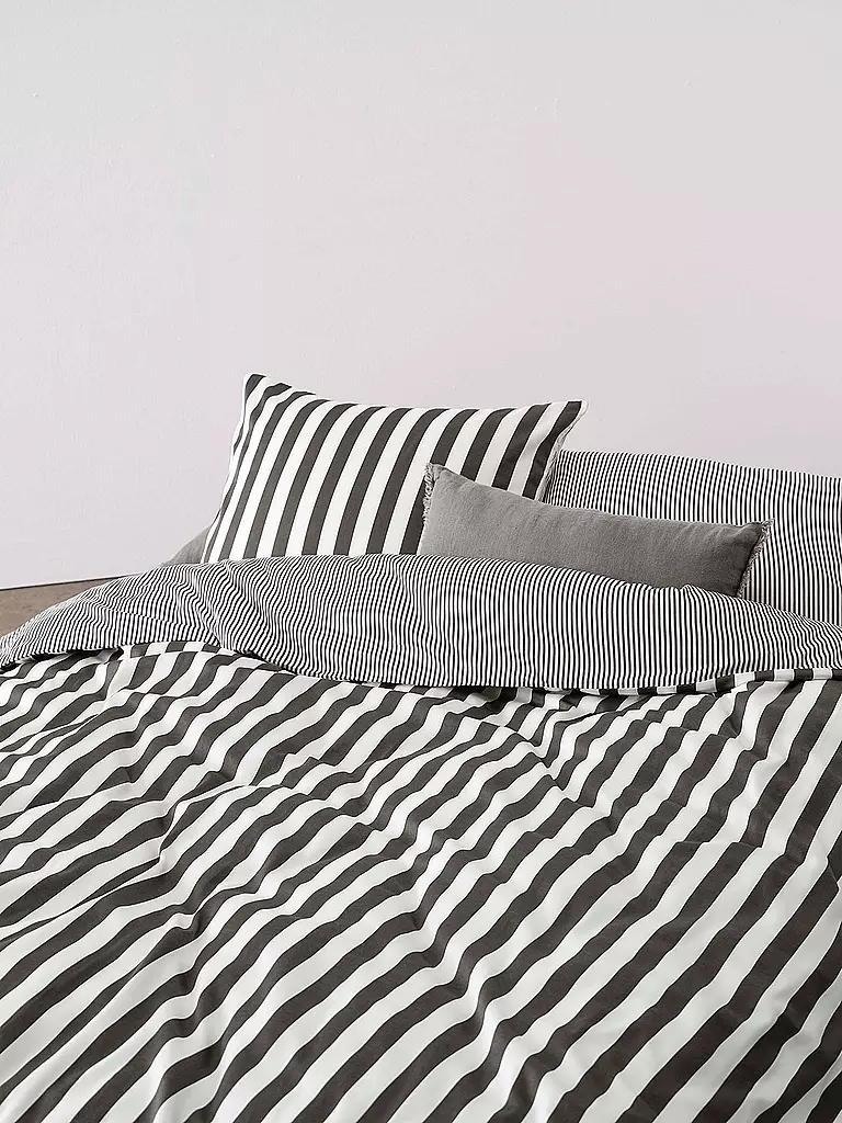 MARC O'POLO HOME | Biancheria da letto in raso CLASSIC STRIPE 70x90cm/140x200cm Antracite | 