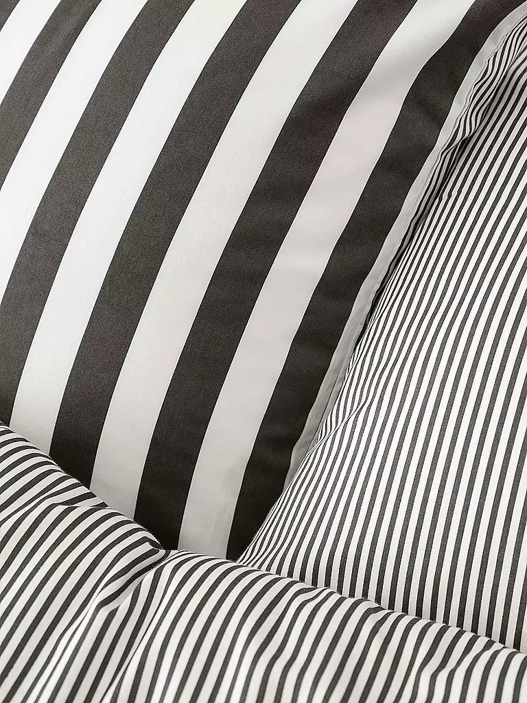 MARC O'POLO HOME | Biancheria da letto in raso CLASSIC STRIPE 70x90cm/140x200cm Antracite | 
