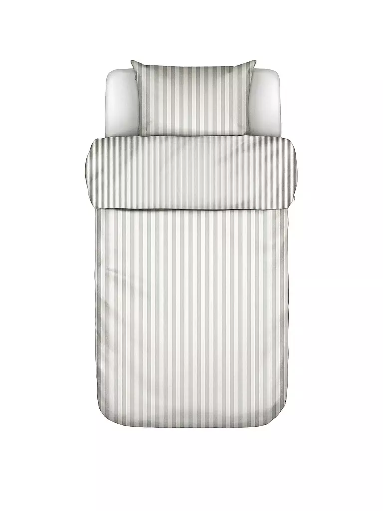 MARC O'POLO HOME | Biancheria da letto in raso CLASSIC STRIPE 70x90cm/140x200cm Argento | Grigio chiaro