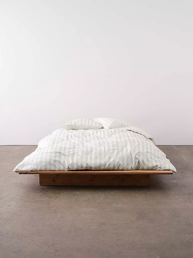MARC O'POLO HOME | Biancheria da letto in raso CLASSIC STRIPE 70x90cm/140x200cm Argento | Grigio chiaro