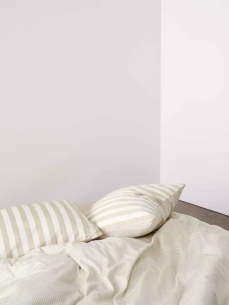 MARC O'POLO HOME | Biancheria da letto in raso CLASSIC STRIPE 70x90cm/140x200cm Avena | 