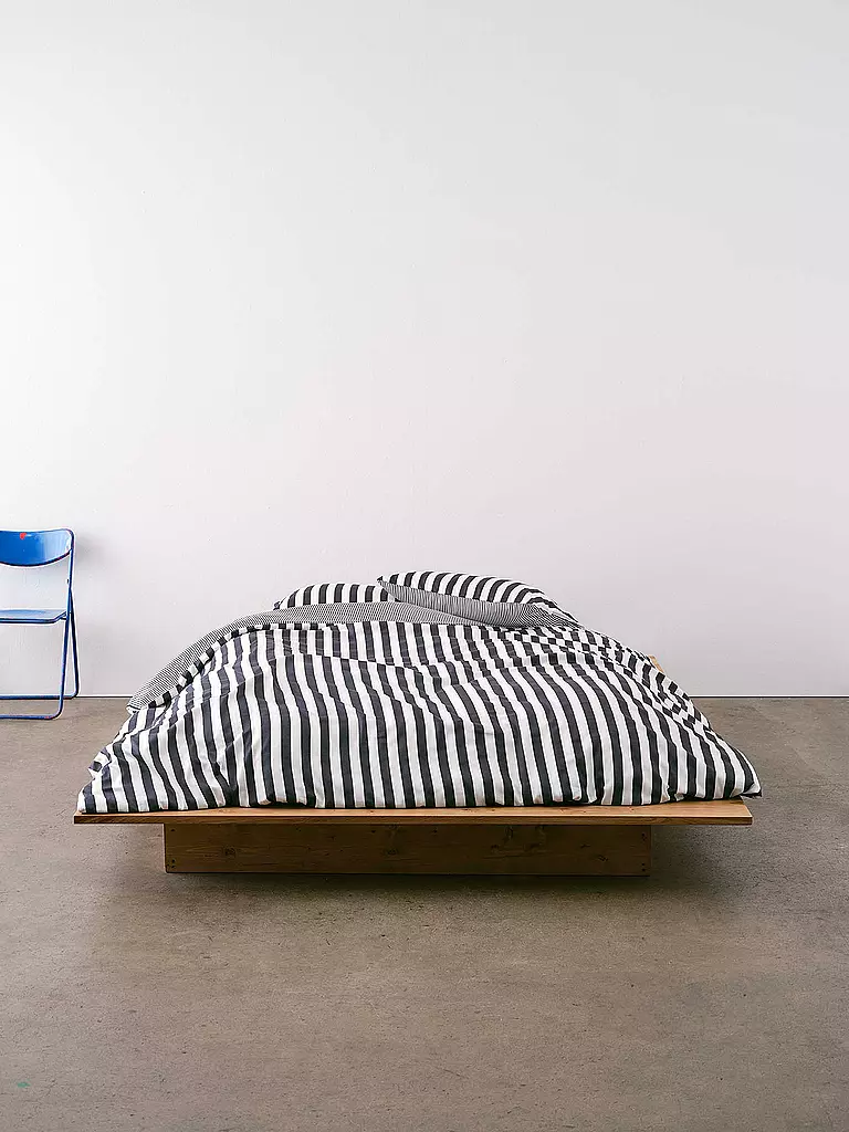 MARC O'POLO HOME | Biancheria da letto in raso CLASSIC STRIPE 70x90cm/140x200cm Navy | Blu scuro