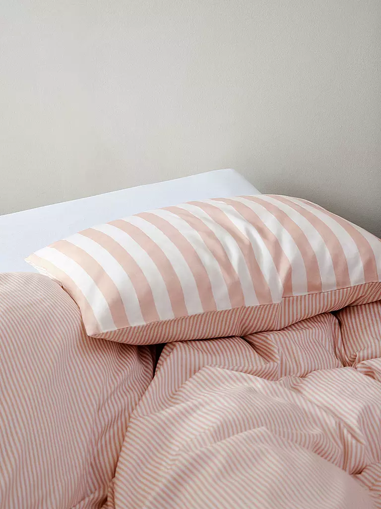 MARC O'POLO HOME | Biancheria da letto in raso CLASSIC STRIPE 70x90cm/140x200cm Rose Smoke | Rosa
