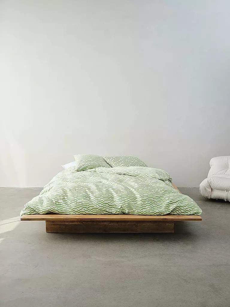 MARC O'POLO HOME | Biancheria da letto in raso HARPA 70x90cm/140x200cm Fern Green | Verde chiaro