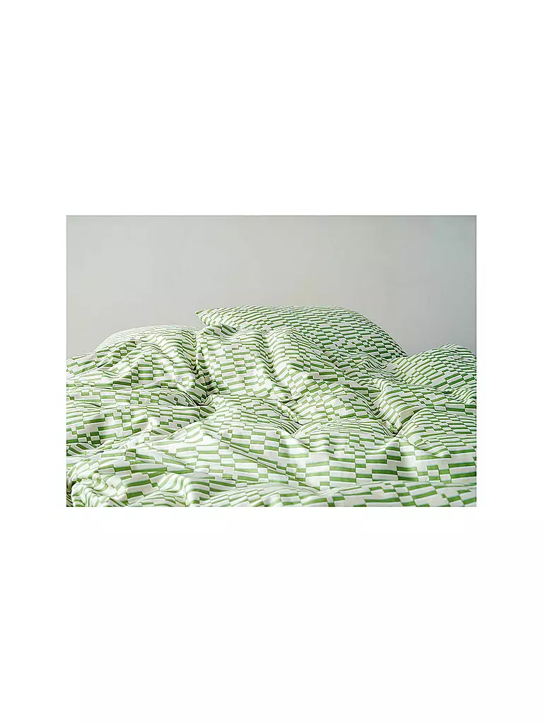MARC O'POLO HOME | Biancheria da letto in raso HARPA 70x90cm/140x200cm Verde Felce | 