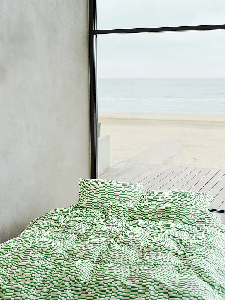 MARC O'POLO HOME | Biancheria da letto in raso HARPA 70x90cm/140x200cm Verde Felce | 
